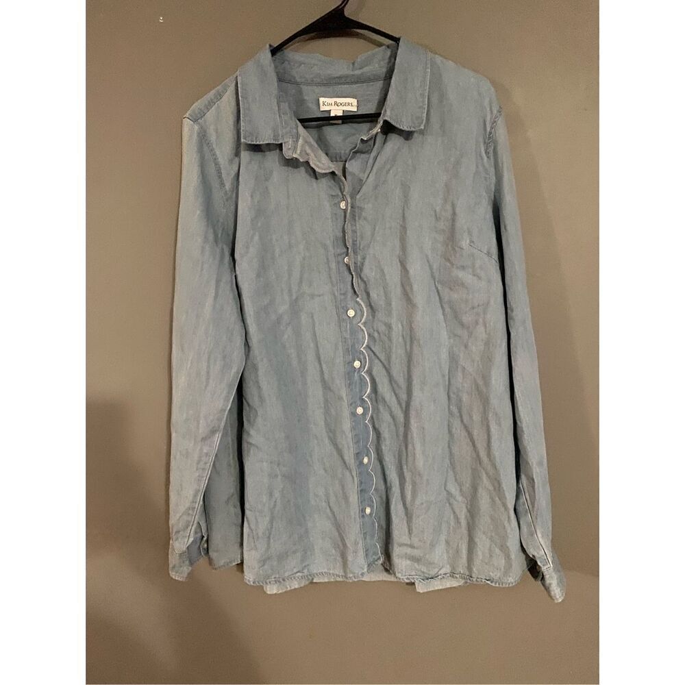 Kim Rogers Denim Button Up Long Sleeve Size XL